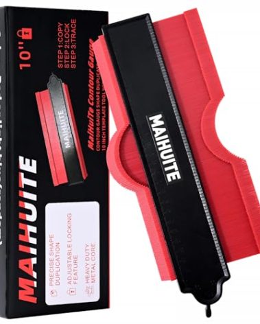 MAIHUITE 10" Contour Duplication Gauge,Adjustable Lock ,Precisely Copy Irregular Shape ,Irregular Welding Woodworking Tracing , Must Have Tool for DIY Handyman, Construction 10 Inch,(RED)