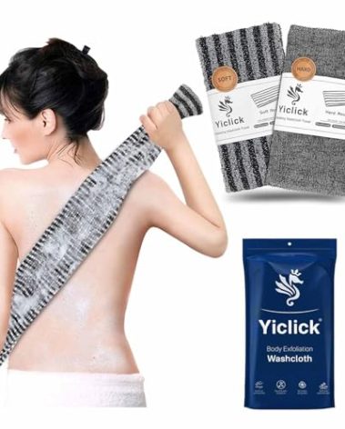 Yiclick 2 Pack Exfoliating Washcloth Towel - Body Scrubber Exfoliator, Loofah Sponge, Korean & Japanse & African Net Sponge Rag - Back Scrubber Washer for Use in Shower Bath