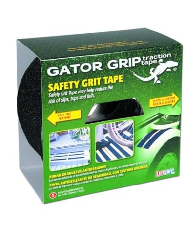 GATOR GRIP TRACTION TAPE, Premium Grade 60 Grit Anti-Slip Adhesive Tape, Indoor/Outdoor, Great for Stairs, Docks, Boats & Ramps, Black, 4 inch x 60 ft, RE160
