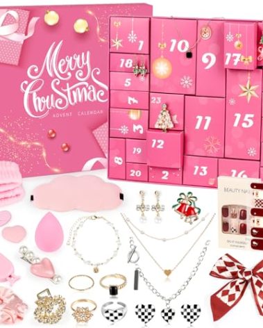 Advent Calendar 2025, 24 Days of Christmas Countdown Calendar, Makeup Advent Calendar with Beauty Fashion and Jewelry, Xmas Gift Box Surprise for Her - Christmas Gifts Basket for Teens Girls Women