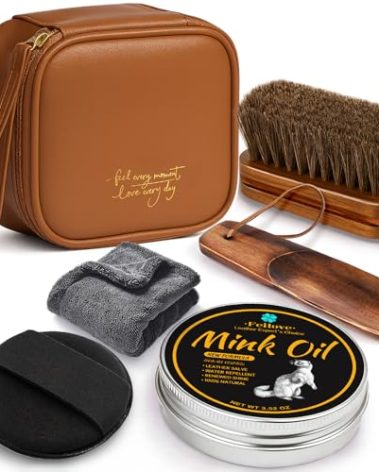 Feilove 6-in-1 Mink Oil Leather Conditioner and Cleaner Kit 3.52 oz – Premium Waterproof Leather Care for Boots, Shoes & Bags