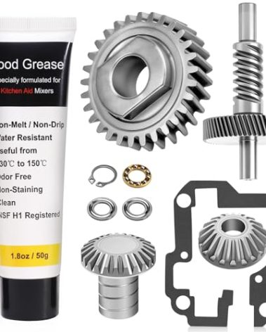9706529 W11086780 9709231 WP9709231 Worm Gear - by Ohoho - Compatible with Whirlpool/Kitchenaid 5QT & 6QT Stand Mixer Replacement Parts - with Snap Ring & 1.8 Oz Grease & 9703445 Thrust Bearing