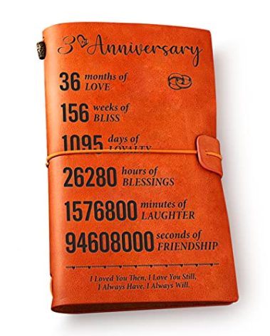 NNYTTK 3 Year Anniversary Notebook for Him Her Leather - Romantic 3rd Anniversary Leather Journal Notebook Engraved Vintage Travel Journal Embossed Writing Journal Gift for Christmas