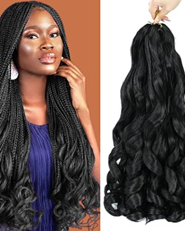 WIPPORYA French Curly Braiding Hair 24 Inch 6 Packs Black Loose Wave Bouncy Crochet Hair Pre Stretched 100g/pack Yaki Curly Braiding Hair for Black Women Hair Extensions (1B)