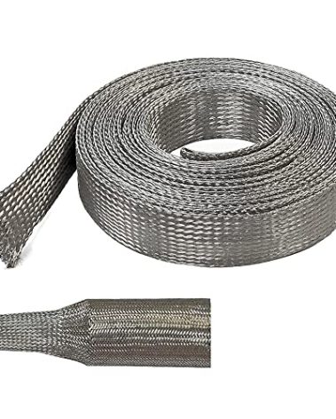Electriduct 1.25" Tinned Copper Metal Braid Sleeving Flexible EMI RFI Shielding Wire Mesh (0.8" Diameter) - 25 Feet