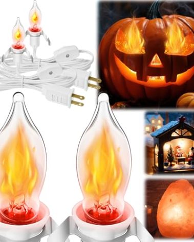 2 Pcs Halloween Accessory Cord with 1 LED Light Bulb 6ft Cord with On/off Switch Blow Mold Light for Christmas Village House Ceramic Trees Indoor Decoration