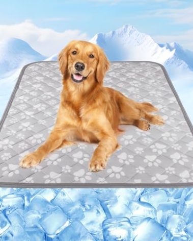 Rywell New Grey Edition Cooling Mat for Dogs Extra Large, 44'' x 32'' Endothermic Color Changing Arc-Chill Cooling Fiber,Washable Non-Toxic Summer Pet Outdoor Bed Mat, Non-Slip&Foldable
