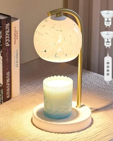 Candle Warmer Lamp Gifts for Women - Dimmable Scented Wax Melt Warmer with Timer - Housewarming Gifts for Home Bedroom Decor, Xmas Birthday Gifts for Mom, 2 Bulbs, White