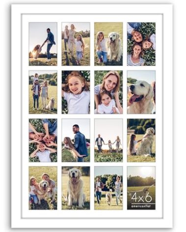 Americanflat 4x6 Collage Picture Frame with Polished Plexiglass - Multi Picture Frames Fit Sixteen 4x6 Photos or Use as One 18x26 Poster Frame for Wall Display - Signature Collection - White