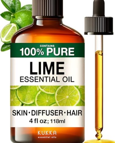 KUKKA Lime Essential Oils - 4 Fl Oz - for Hair, Skin, Diffuser, Aromatherapy & DIY Soap Making Scent