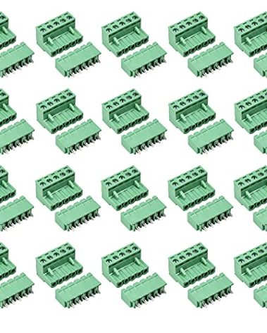 Cermant PCB Screw Terminal Block Plug Connector 20 Set 5 Pin 5.08mm (0.2inch) Pitch Male Female Board to Wire Connector Plug (5.08mm-5P-20Set)