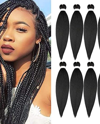Pre Stretched Braiding Hair 26"-8 Packs Synthetic Braiding Hair Crochet Braids Hot Water Setting Professional Soft Yaki Straight Texture (26Inch,#1)