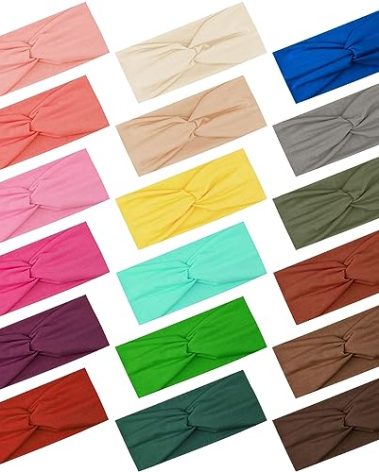 FEQO 18 Pieces Twist Headbands for Women Non-Slip Twisted Turban Stretchy Elastic Colorful Hair Bands for Workout Yoga Sports(Elegant Colors)