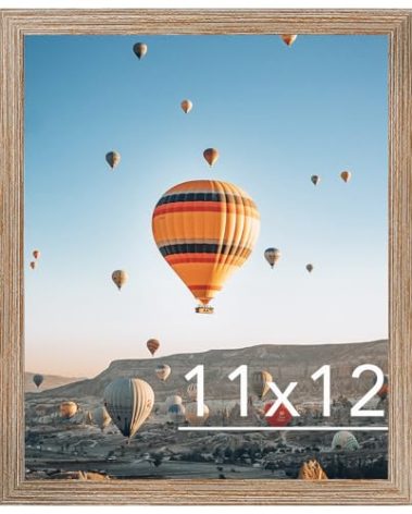 JCJMY 11x12 Picture Frame Rustic Brown for Wall Hanging or Tabletop, Wall Mounting Horizontally or Vertically, 11 x 12 Wall Gallery Poster Photo Frame with Shatter Resistant Plexiglass, Rustic Brown