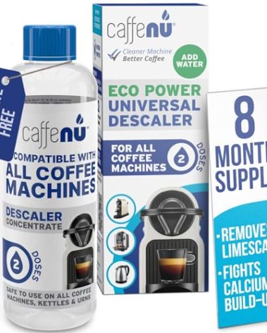 Universal Coffee Machine Descaling Solution. Coffee Machine Descaler Liquid 2 Uses. Descaler Kit. Part of your Barista Accessories Set. Compatible with Nespresso, Phillips, Lavazza, Verismo and More!