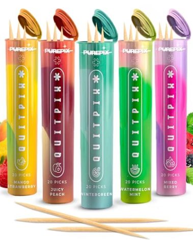 QuitPix to Help Quit Smoking Extra Thick Flavored Toothpicks with NAC & L-Theanine, That can Help Quit Smoking - Oral Fixation - Nicotine Free - Kosher, Vegan, 5 Flavors Variety Pack, Made in USA