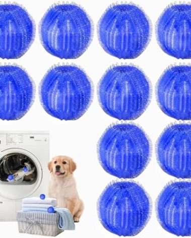 Pet Hair Remover for Laundry, 12 PCS - Reusable Dog & Cat Hair Remover Tool, Effectively Removes Pet Hair, Lint and Dander from Bedding and Clothing, Suitable for Washing Machines, Dryers