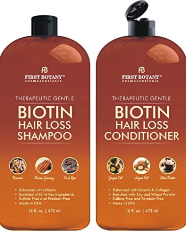 First Botany, Hair Growth Shampoo Conditioner Set - An Anti Hair Loss Biotin Shampoo & Conditioner with DHT blockers to fight Hair Loss For Men & Women, All Hair types, Sulfate Free - 2 x 16 fl oz