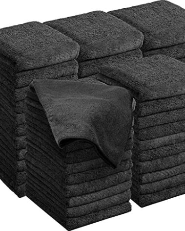 Shimeyao 48 Pack Bleach Proof Towels 16x 26inch Microfiber Absorbent Hair Towels Bulk Bleach Salon Hand Drying Cloth for Gym Bath Spa Shaving Shampoo Home(Black)