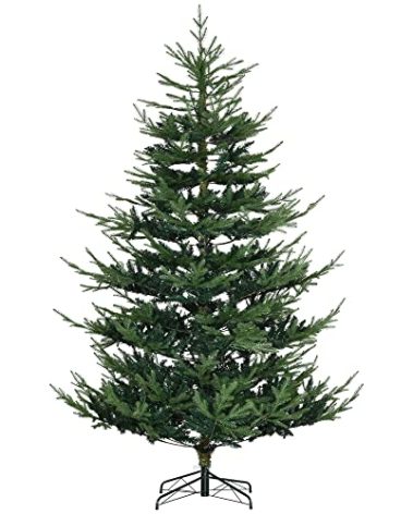 HOMCOM 7.5 Foot Artificial Christmas Tree, Nordic Pine Hinged Xmas Tree with 1218 Realistic Branches, Wide Steel Base, Auto Open, Green