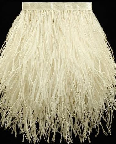 Soarer Beige Ostrich Feather Trim - 2Yards 5-7inch Feathers Fringe Trim for DIY Sewing Clothing,Jewelry,Wedding Home Party(Beige)