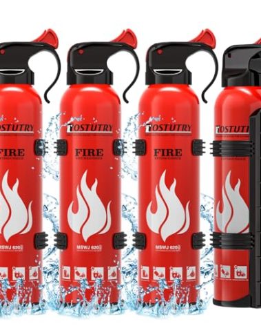 Upgraded 8-IN-1 Fire Extinguisher for Home Vehicle Car Kitchen Boat, Small Fire Extinguishers Spray with Mount for Class A B C K Fire, Portable Non-Toxic Prevent Re-Ignition Easy Clean (4 Pack)