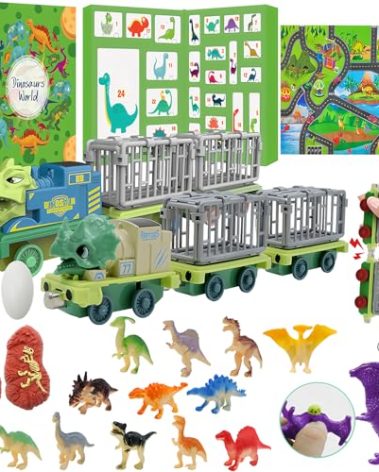 Advent Calendar 2025 Kids, Dinosaur Christmas Surprise 24 Days Toys Set with Dino Figure Car Map, Countdown Calendar Creative Gifts for Toddlers Boys Girls Teens 3 4 5 6 7 8 Years Old