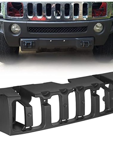 HECASA Front Grille Support Bracket Compatible with 2006-2010 Hummer H3 & 2009-2010 Hummer H3T Replacement for HU1207100 15834198 Black Plastic Grill