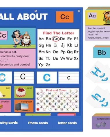 Alphabet Learning Pocket Chart, Alphabet Wall Chart for Toddlers 1-3, Handwriting Practice Letter Tracing Circle Time Learning Center for Classroom, Preschool Classroom Must Haves XL35x 27"