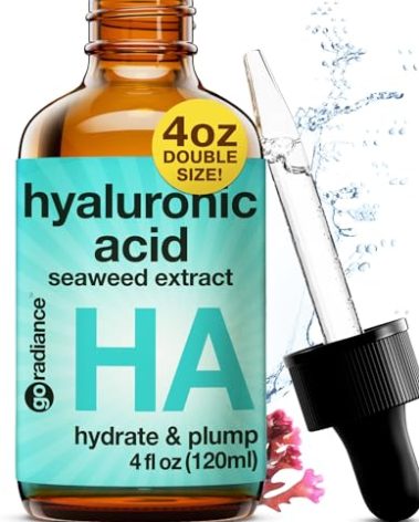 Double Size (4OZ) Hyaluronic Acid Serum for Face 3.5%, Hyaluronic Acid Moisturizer, Hydrating Serum for Face, Moisturizing Hyaluronic Acid Serum with Seaweed and Chamomile, Glow Face Serum for Women