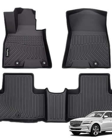 Wailtnb-Floor Mats Custom for Genesis GV80 2021-2026 5 Seats All Weather Waterproof Car Floor Liners Fits Front&2nd Row Full Set Black Accessories