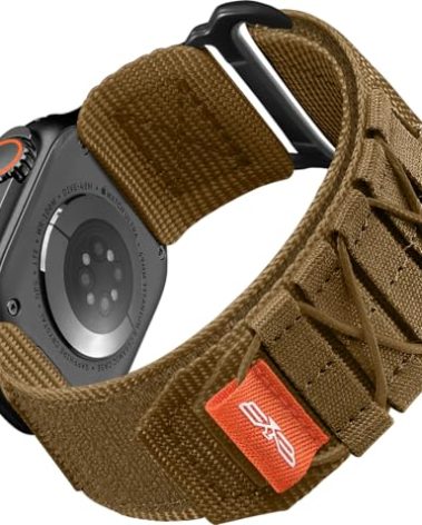 Bandletic Nylon Bands Compatible with Apple Watch Ultra 3/2/1 (49mm), Series 11/10 (46mm), 9/8/7 (45mm), SE3/SE2/SE/6/5/4 (44mm), 3/2/1 (42mm) for Men, Rugged Tactical Sport Strap for iWatch, M-Tan