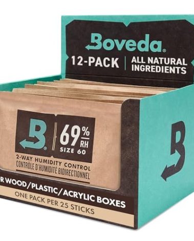 Boveda 69% Two-Way Humidity Control Packs For Plastic, Wood Humidifier Boxes & Resealable bags – Size 60 – 12 Pack – Moisture Absorbers – Humidifier Packs – Individually Wrapped Hydration Packets