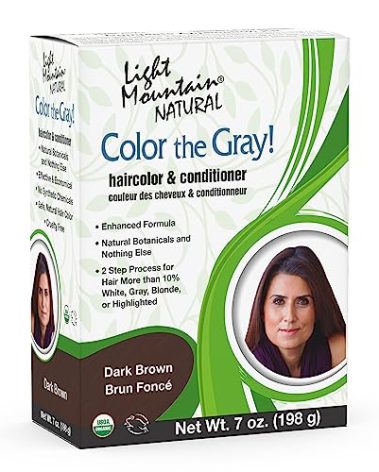 Light Mountain Henna Hair Color & Conditioner, Color the Gray - Dark Brown Hair Dye for Men/Women, Chemical-Free Semi-Permanent Hair Color for White, Gray, Blonde, or Highlighted Hair, 7 Oz