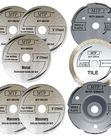 MTP Brand Pack of 8 Assort 3" Wood Plastic Metal Masonry Cutting Wheel Compatible to use for Dremel SM600 Saw Max - 7/16" Arbor