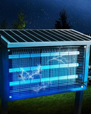 Super Large Solar Bug Zapper Outdoor for 8000 sq.ft, Portable Mosquito Zapper with High Powered, Rechargeable Electric Fly Zapper for Patio Garden Backyard RV Camping Pond Pest Control