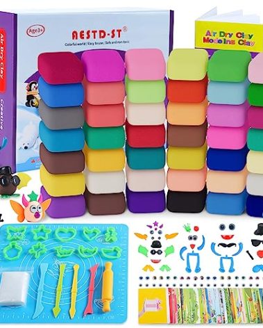 Air Dry Clay 42 Colors, Modeling Clay for Kids, DIY Model Magic Clay, Molding Clay Kit with Sculpting Tools, Non-Sticky Soft and Super Light, Arts and Crafts Gift for Boys Girls Kids