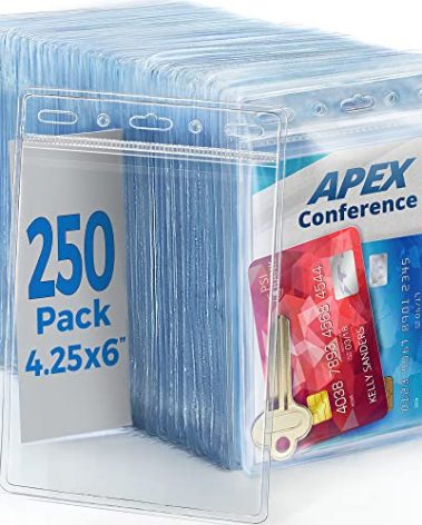 Mata1-USA Extra-Thick Plastic X-Large Vertical Card Protector (Clear, 4x6 Inch, 250 Pack), Large Size No Zipper ID Passport Holder