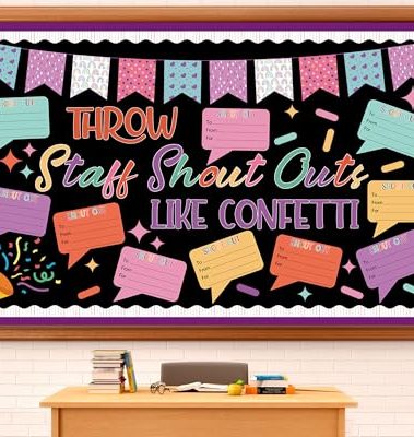 Staff Shout Out Bulletin Board Decorations Throw Staff Shout Out Like Confetti Bulletin Board Set with 20 Appreciation and Recognition DIY Craft Cutouts for School Classroom Office Wall Decor Supplies