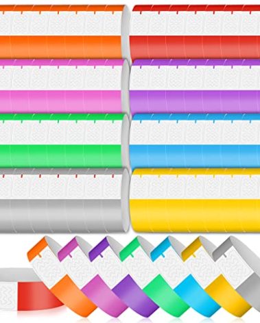 800 PCS Paper Wristbands for Events Party, 8 Colored Hand Wrist Bands Waterproof Neon Adhesive Arm Bands for Concert DIY Custom Bracelet (Red, Purple, Yellow, Orange, Pink, Green, Blue, Silver)