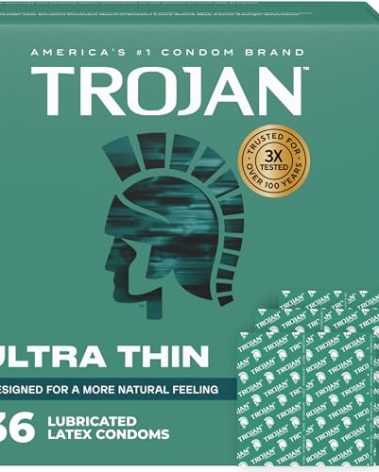TROJAN Ultra Thin Condoms for Sensitivity, Lubricated TROJAN Condoms for Men, 36 Count Value Pack