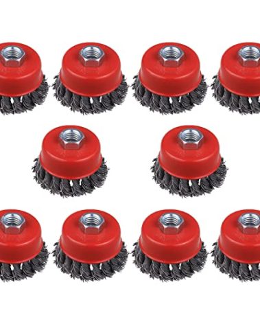 WENORA Wire Cup Brush for 4 1/2 Angle Grinder, 10 Pack 3 inch Wire Brush for Grinders, 5/8" -11 Threaded, for Heavy Cleaning Rust, Stripping and Abrasive