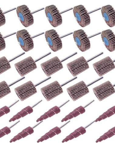 30 PCS 80 Grit Abrasive Flap Wheel Sander, 1/8" Shank Diameter Cone Shape Abrasive Sandpaper Flap Sanding Wheel Grinding Head Rotary Tool for Grinding and Polishing