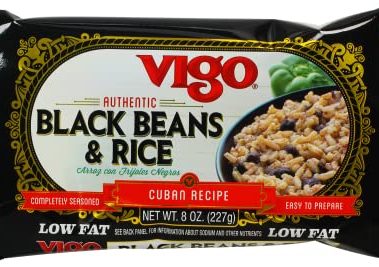 Vigo Authentic Black Beans & Rice, Low Fat, 8oz (Black Beans & Rice, Pack of 4)