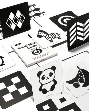 beiens High Contrast Baby Flashcards, Black White Color Newborn Brain Development Toys, Visual Stimulation Learning Activity Cards, Educational Infants Gift (Black & White(for 0-3 Months))