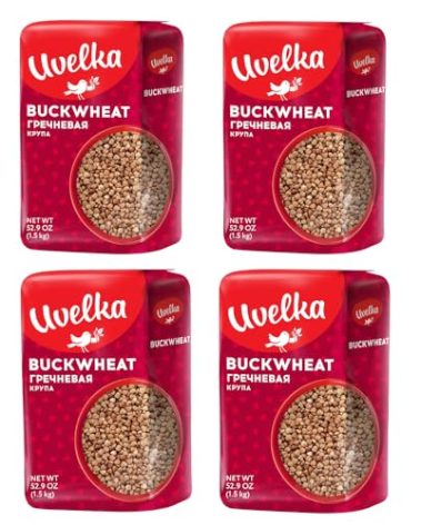 Uvelka Buckwheat Groats Extra, 1500 Gram Pack of 4