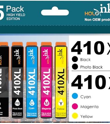 HOINKLO Remanufactured Replacement for 410XL 410 XL with Expression XP-640 XP-830 XP-7100 XP-530 XP-630 XP-635 (Black, Cyan, Magenta, Yellow, Photo Black) 5 Pack