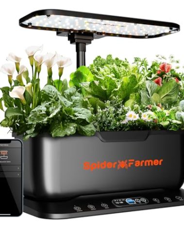 Spider Farmer SmartG12 Hydroponics Growing System, 12 Pods Indoor Garden with 36W LED Grow Light Full-Spectrum, APP & WiFi Controlled, 6L Water Tank, Pump System, Automatic Timer