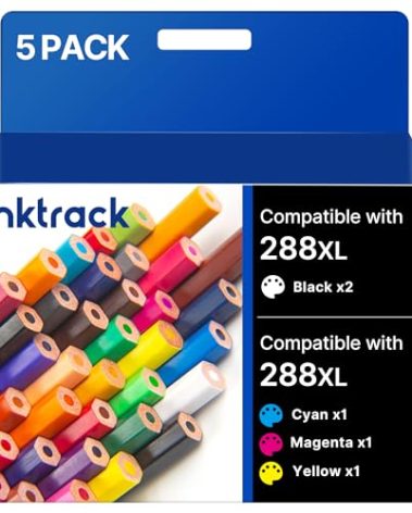 288XL Ink Cartridges 5 Pack Remanufactured for Epson 288 XL T288 T288XL Ink Cartridges Combo Pack to use for Expression Home XP-440 XP-330 XP-340 XP-430 XP-434 (2 Black,1 Cyan,1 Magenta,1 Yellow)
