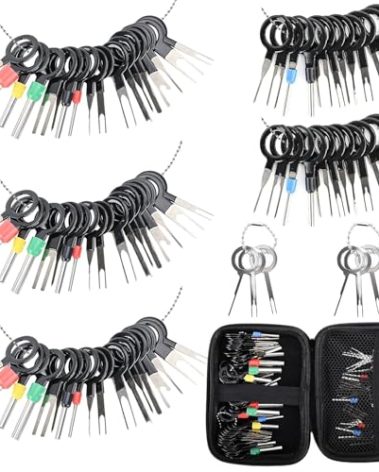 Terminal Pin Removal Tool Kit 82 Pcs Depinning Electrical Connector Pin Extractor Tool Set Wire Terminal Release for Automotive Car Household Devices - Black